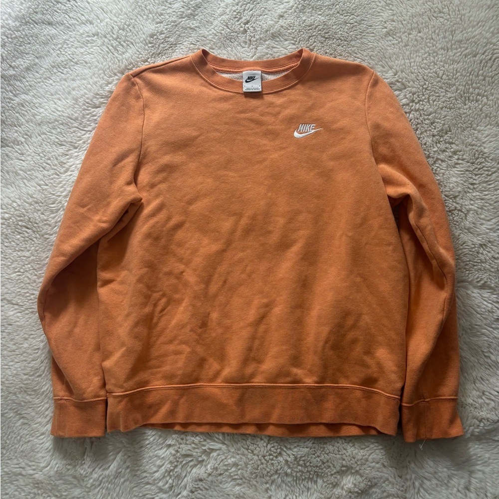 Nike Orange Crewneck Sweatshirt with White Swoosh